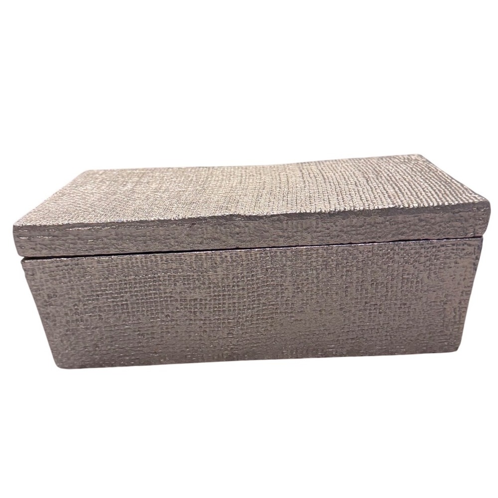 Pendulux‎ Handmade Textured Silver Aluminum Decorative Box Industrial Cast Metal